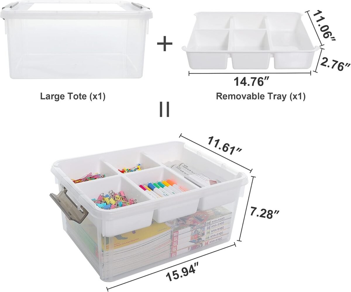 1752318113 citylife 17 qt plastic storage box with removable tray craft organizers and storage clear storage container for organizing bead tool sewing playdoh.jpg