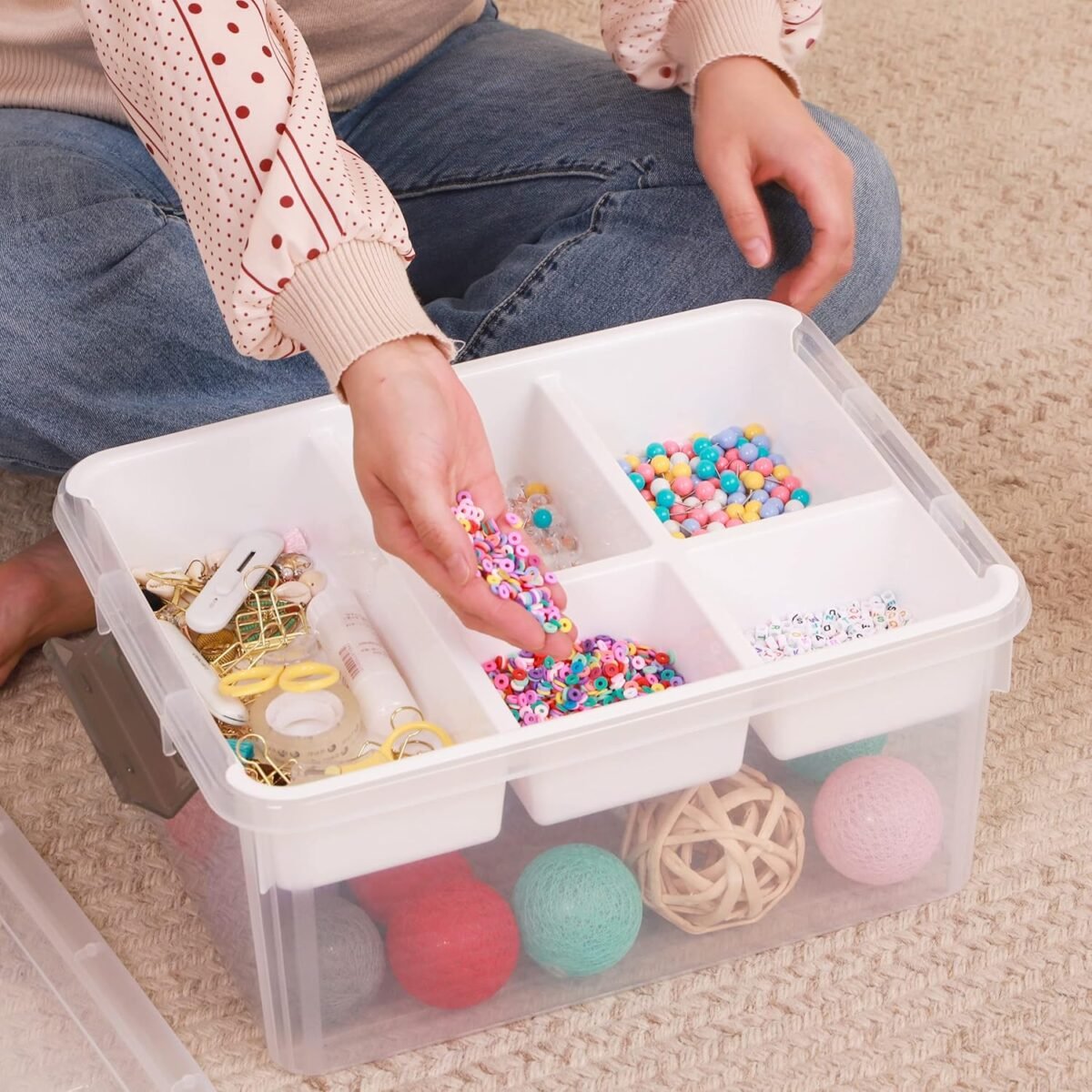 1752318116 citylife 17 qt plastic storage box with removable tray craft organizers and storage clear storage container for organizing bead tool sewing playdoh.jpg