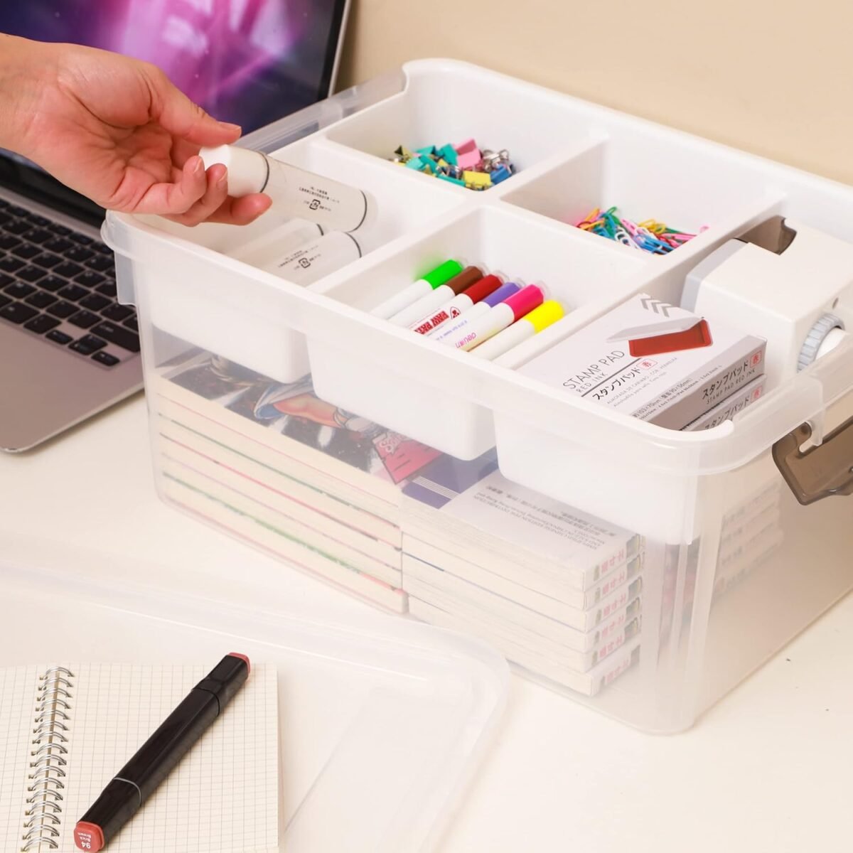 1752318117 citylife 17 qt plastic storage box with removable tray craft organizers and storage clear storage container for organizing bead tool sewing playdoh.jpg
