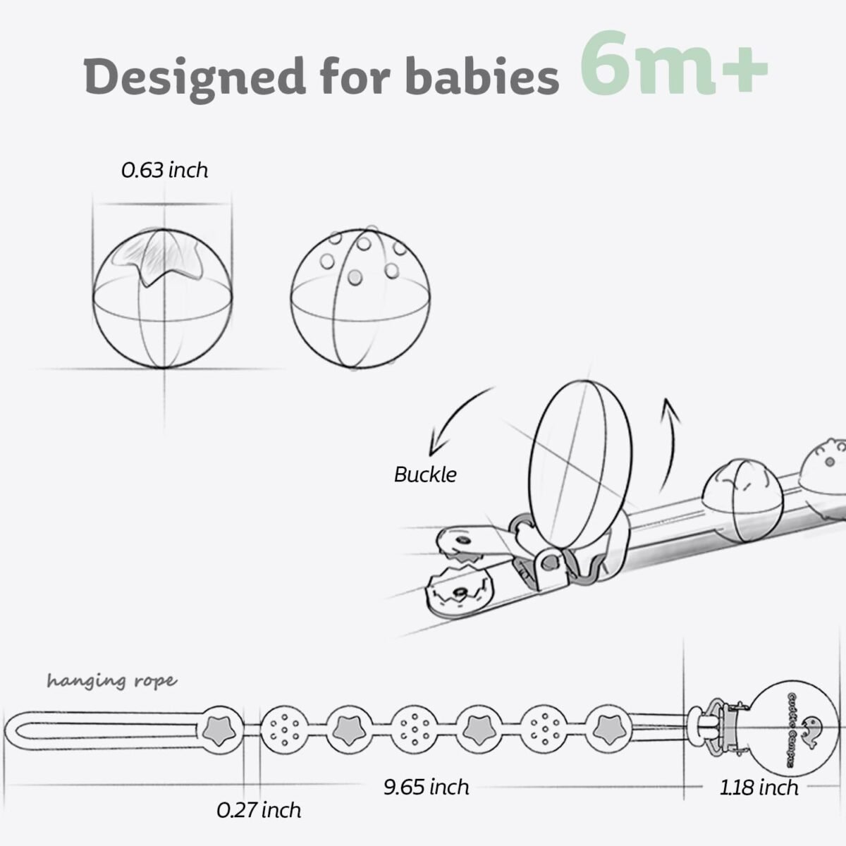1752329422 cuddle campus silicone pacifier clip holder with one piece design pack of 4 soft flexible binky clips with texture for baby boy and girl set 16m.jpg