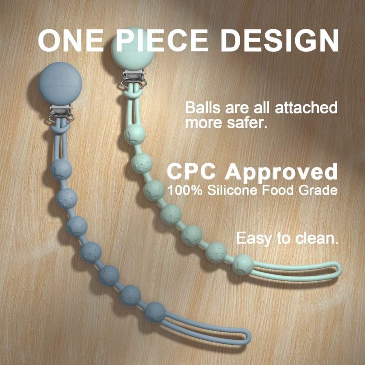 1752329424 cuddle campus silicone pacifier clip holder with one piece design pack of 4 soft flexible binky clips with texture for baby boy and girl set 16m.jpg