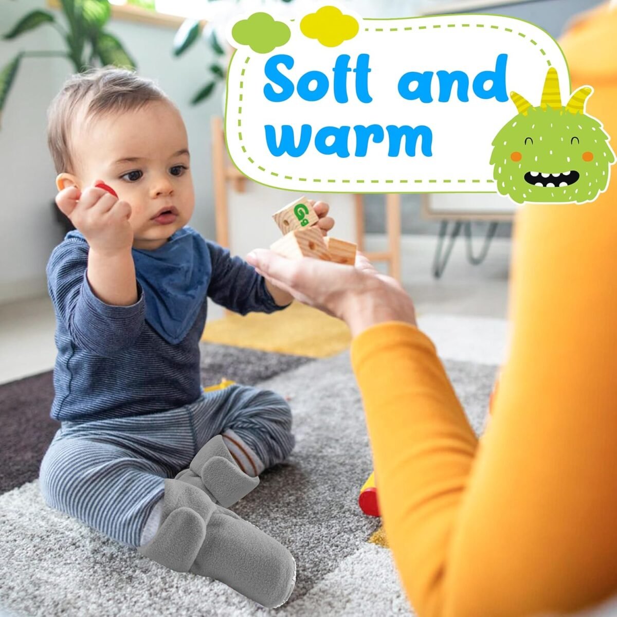 1752333105 pro goleem fleece baby booties warm cozy baby slippers stay on sock shoes easy to put on unisex baby gifts soft non slip adjustable newborn boots for boys and girls.jpg