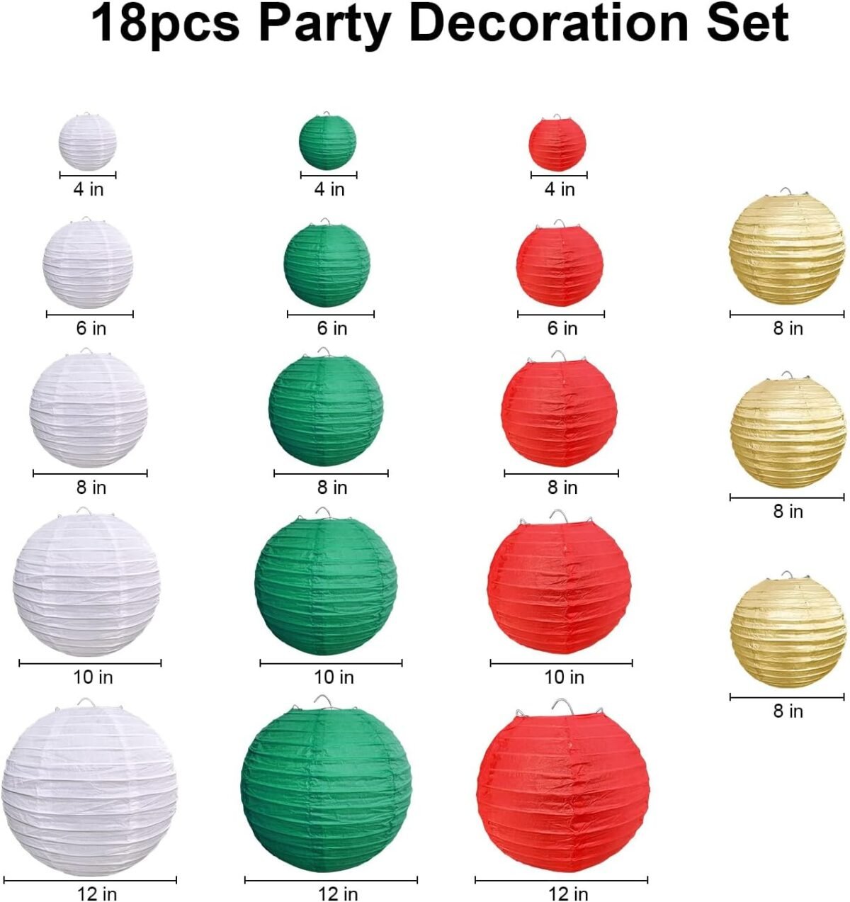 1752343382 18 pcs christmas paper lantern set red green white gold hanging paper lantern decorations for wedding birthday bridal baby shower graduation christmas party supplies.jpg