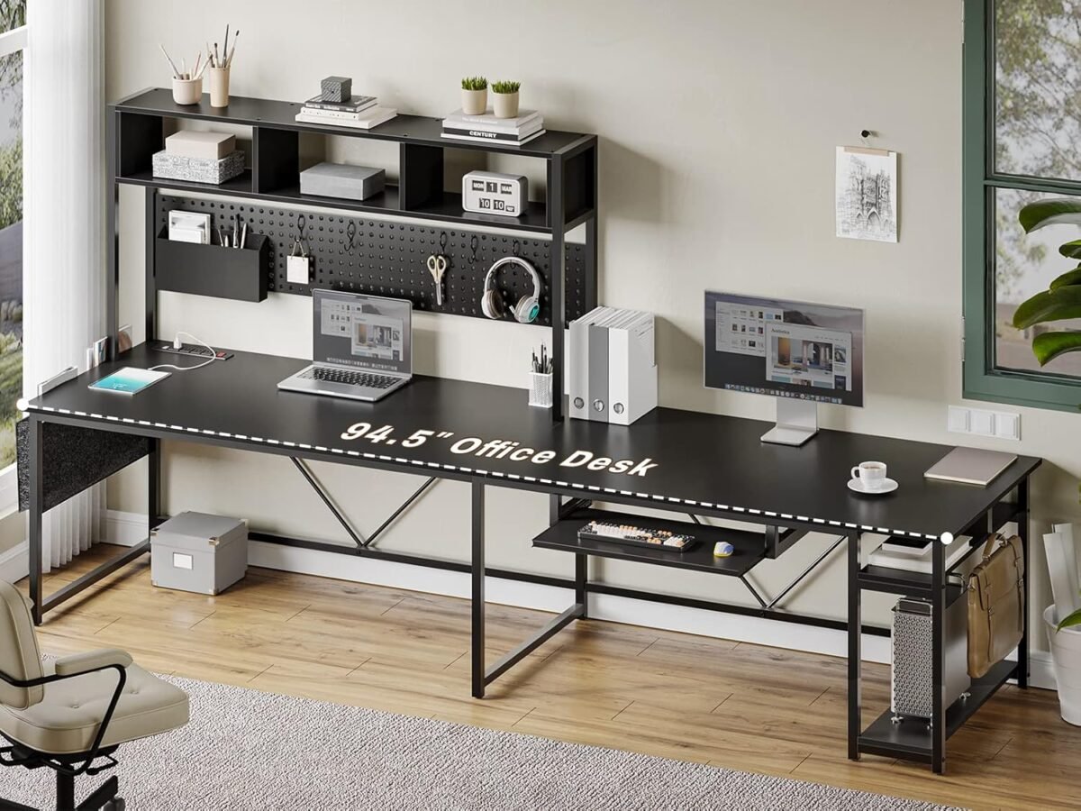 1752344678 sedeta l shaped gaming desk reversible computer desk with power outlet and pegboard gaming desk with led lights keyboard tray and storage bag for home office black.jpg