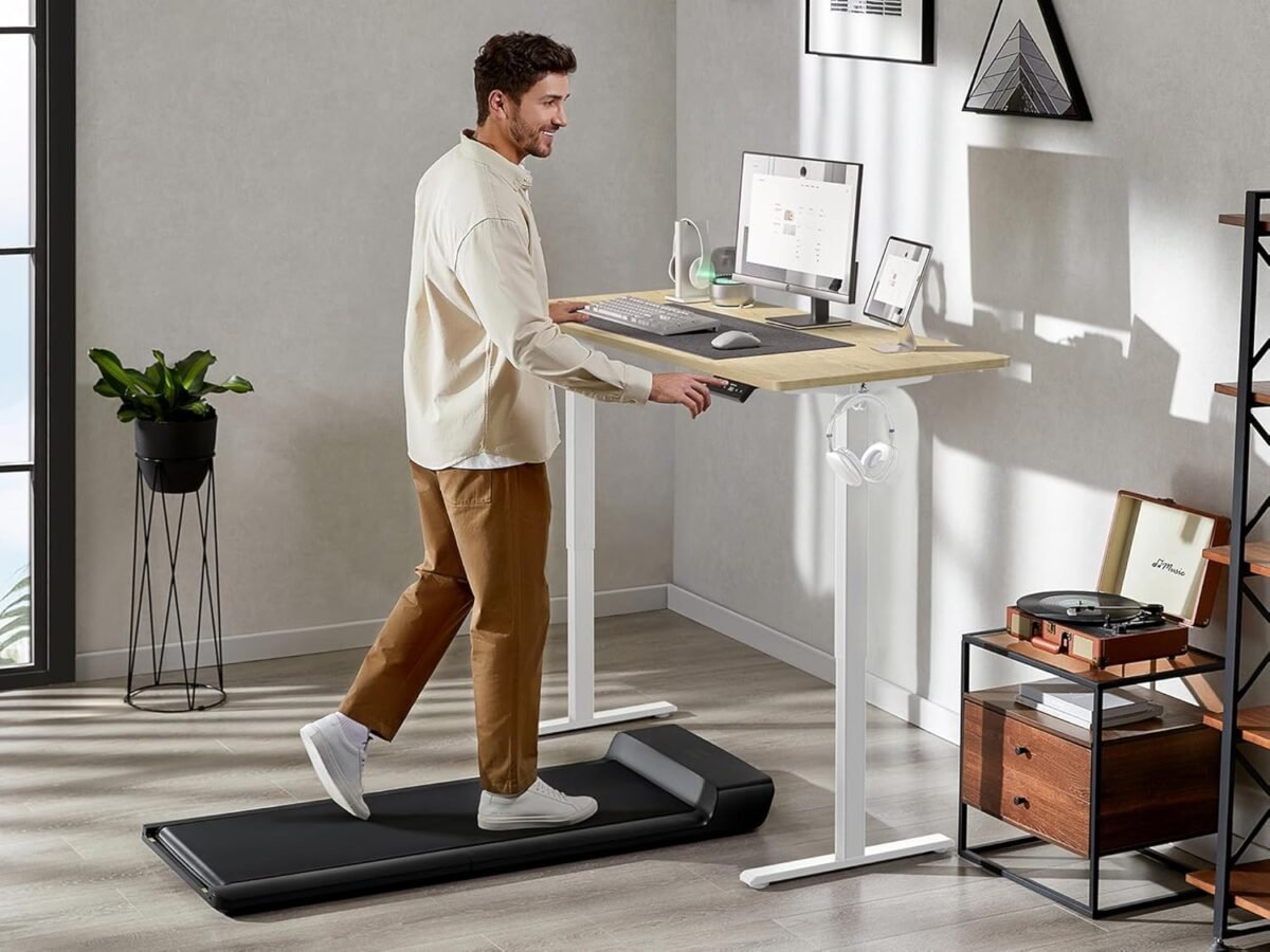 1752351095 48x24 inches height adjustable electric standing desk with 2 hooks for home office ergonomic sit stand up desk with splice board oak.jpg