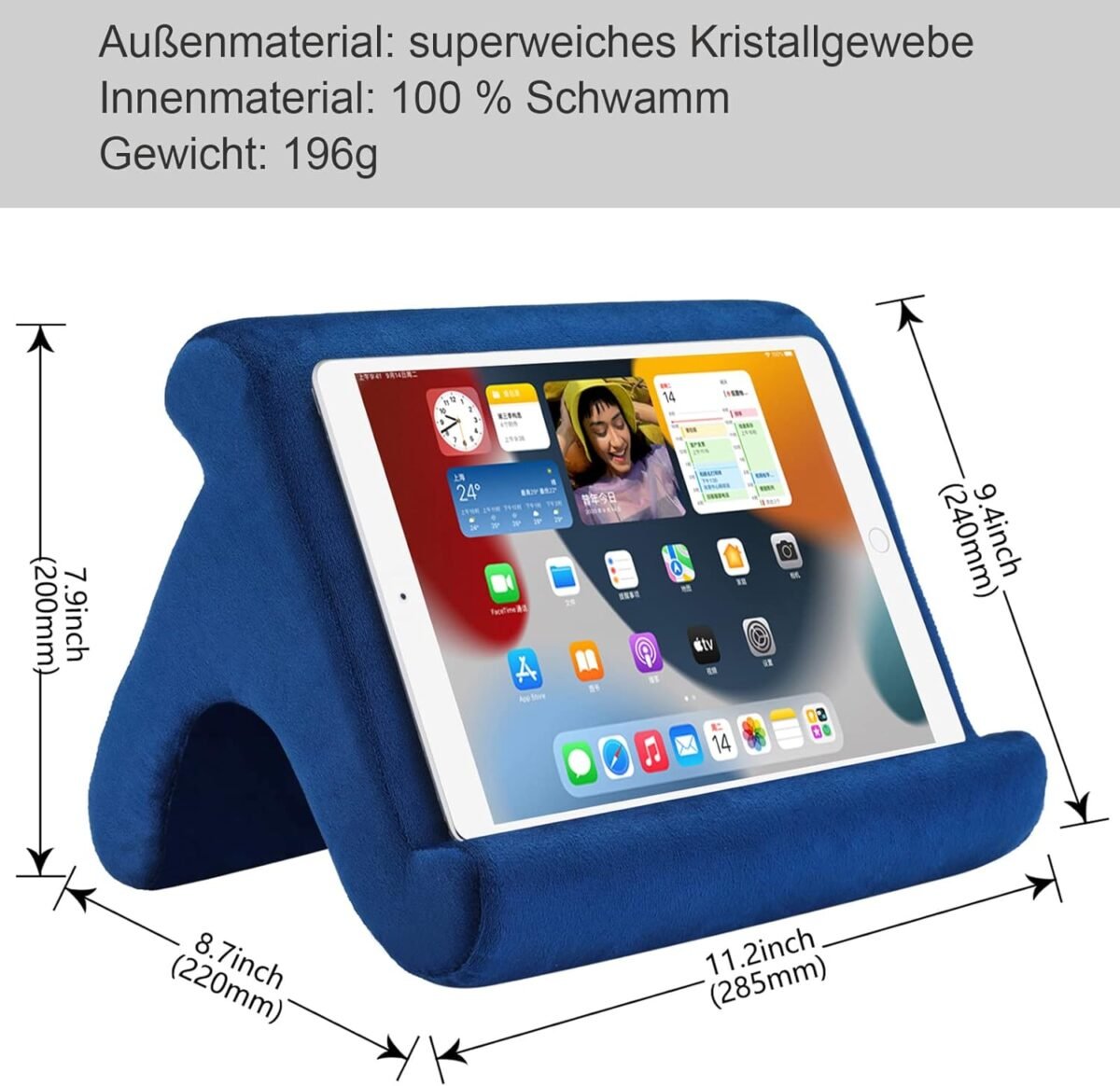 1752354076 tablet pillow stand holder dock for bed with 3 viewing angles compatible with all tabletsphones and ipad pro 9.7 10.512.9 air mini 4 3 kindle e reader and booksnavy.jpg
