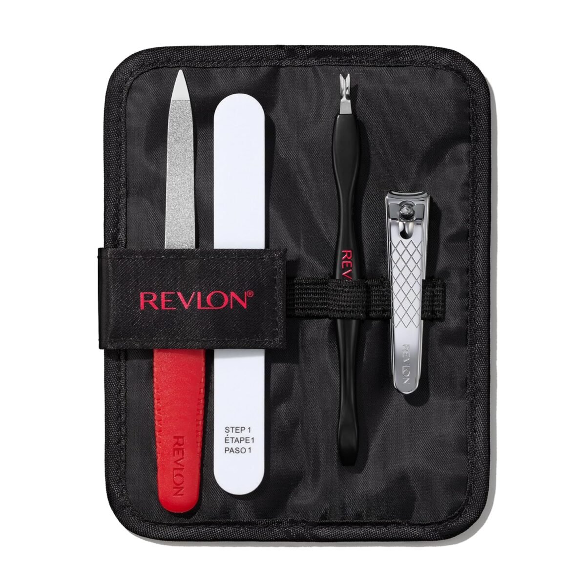 1752396957 revlon manicure essentials kit with travel case nail care set with dual ended cuticle trimmer curved blade clippers compact emeryl file buffer pack of 1.jpg