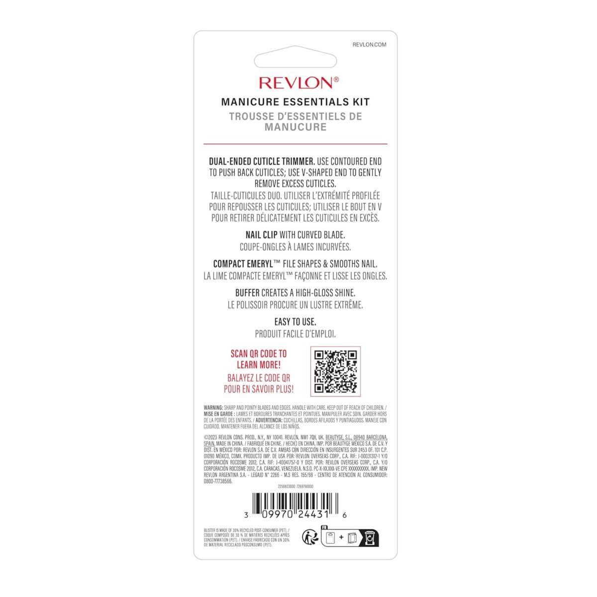 1752396968 revlon manicure essentials kit with travel case nail care set with dual ended cuticle trimmer curved blade clippers compact emeryl file buffer pack of 1.jpg