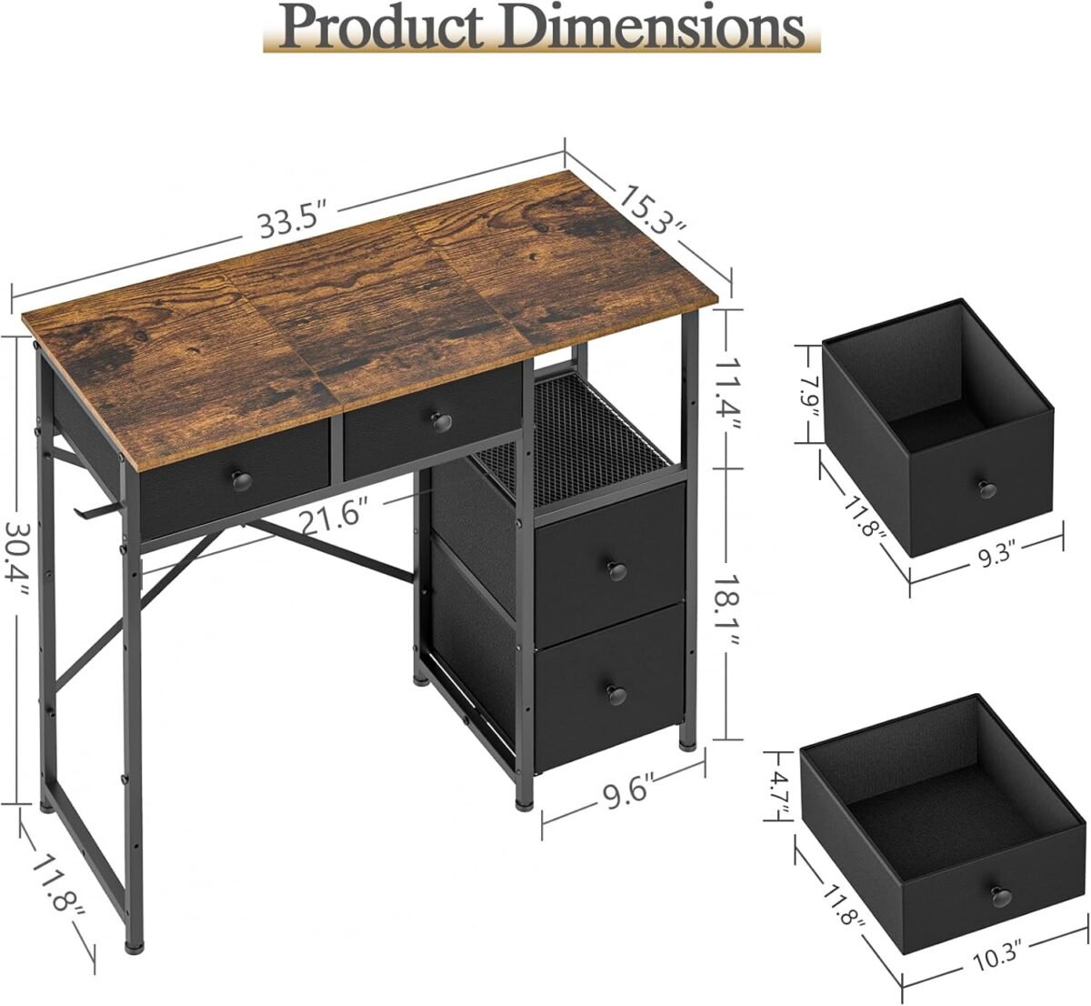 1752418618 small computer desk with 4 fabric drawers simple writing desk for home office compact study desks for small spaces kids desk study for bedroom rustic brown.jpg