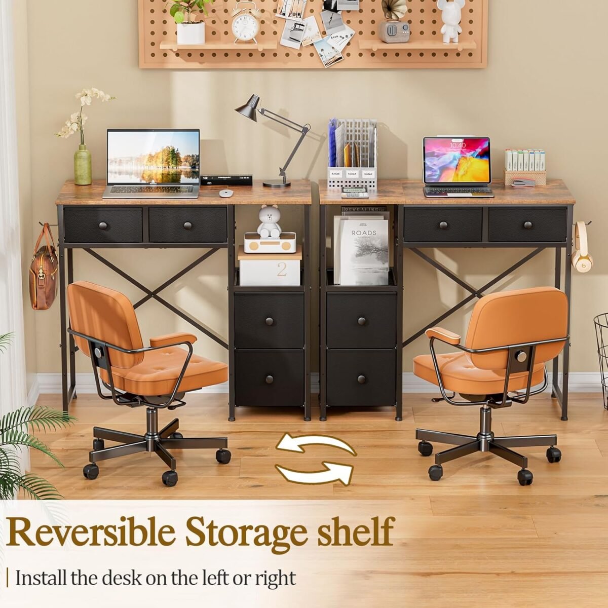 1752418622 small computer desk with 4 fabric drawers simple writing desk for home office compact study desks for small spaces kids desk study for bedroom rustic brown.jpg