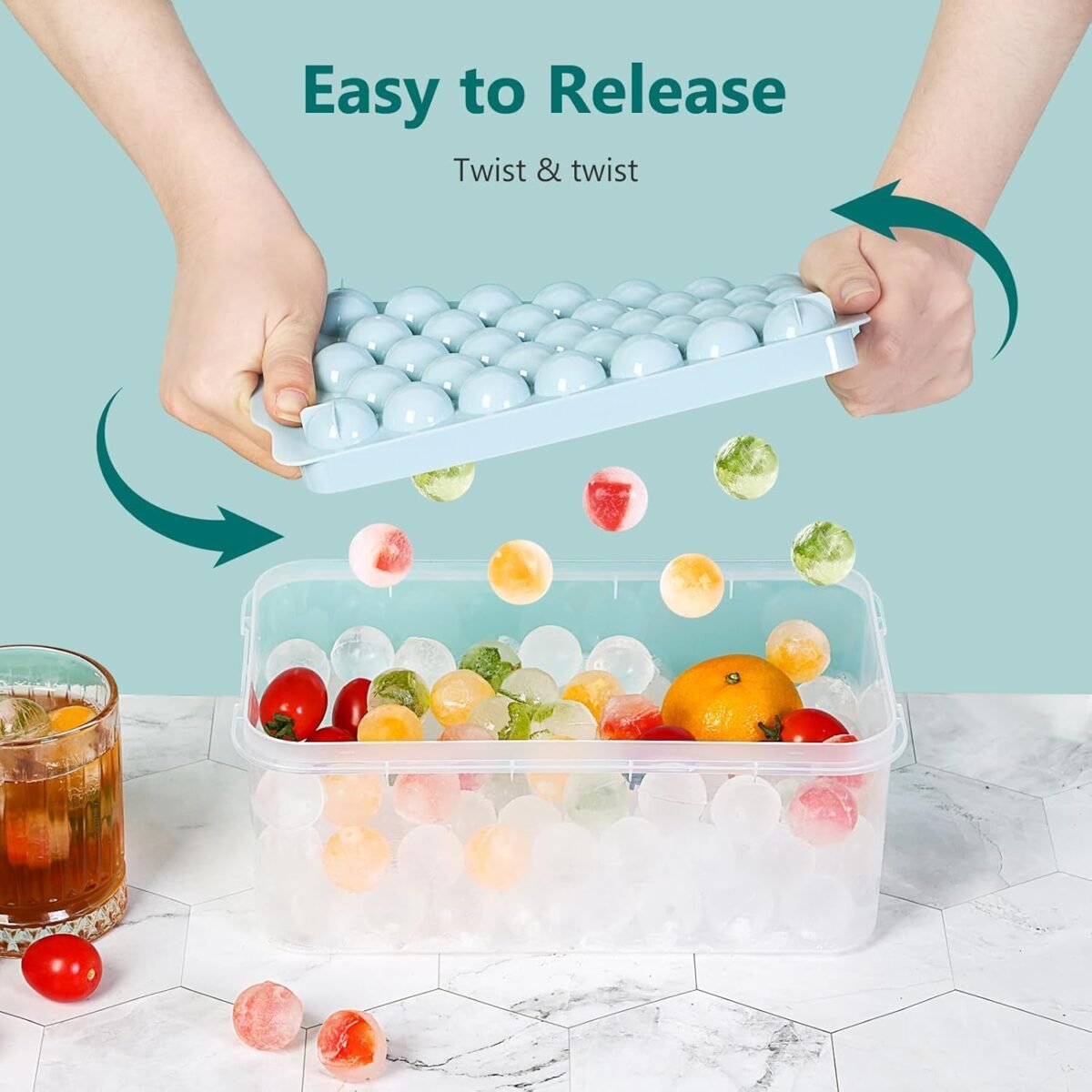 1752433357 3 pack ice trays for freezer 99 pcs ice cube tray with lid and bin round ice cube trays for freezer circle ice cube tray for chilling drinks.jpg