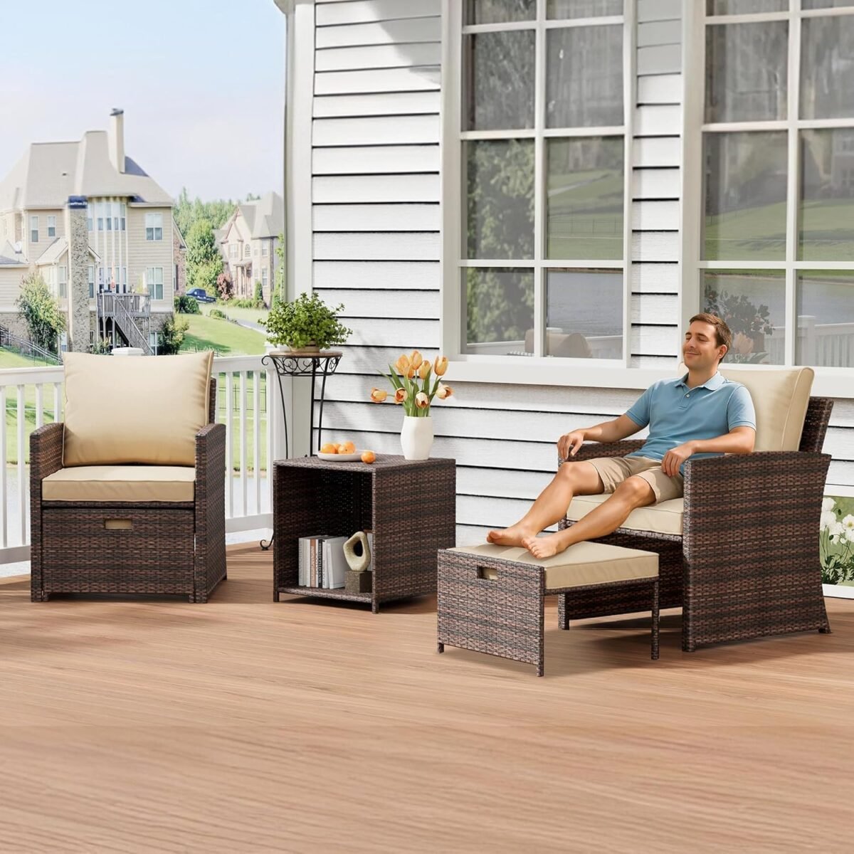 1752491459 5 piece high back patio conversation set with 2 ottomans and table all weather pe rattan lounge chairs with soft cushions perfect for balcony porch garden and poolside.jpg