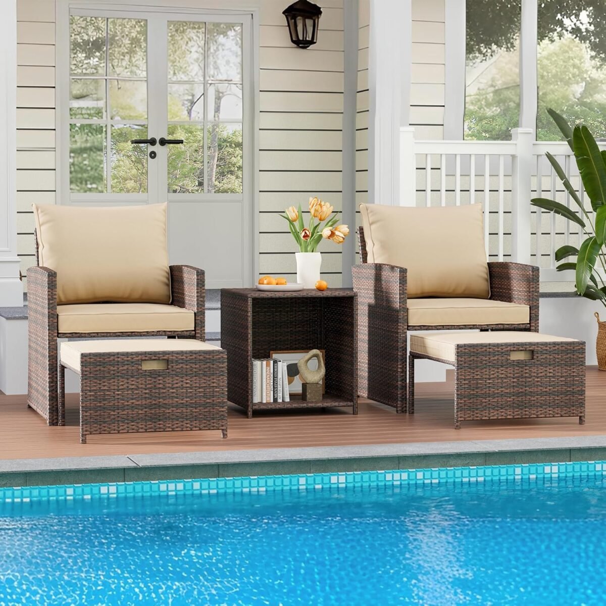 1752491464 5 piece high back patio conversation set with 2 ottomans and table all weather pe rattan lounge chairs with soft cushions perfect for balcony porch garden and poolside.jpg