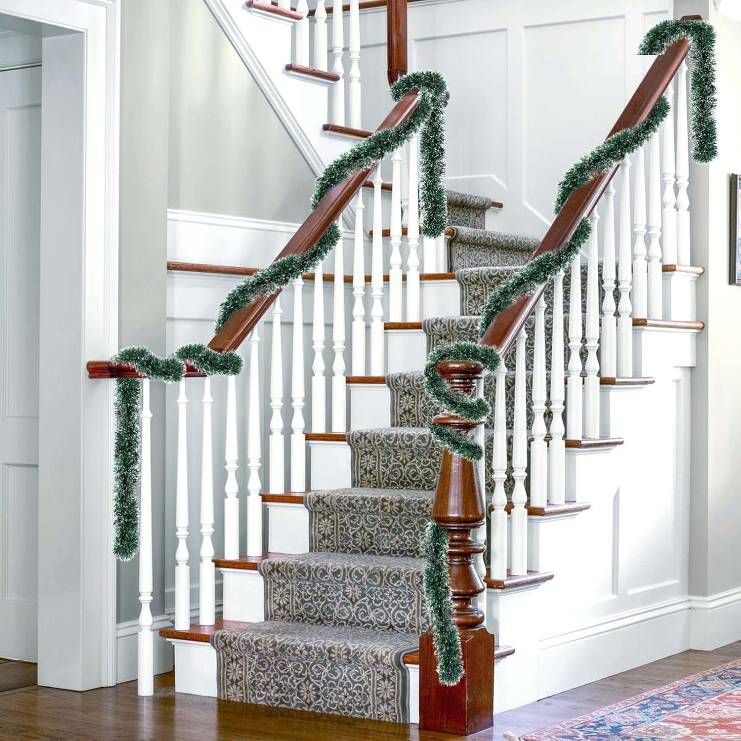 1752495887 50ft green metallic twist christmas tinsel garland decorations with snowflake tip xmas tree decor for indoor outdoor holiday party supplies.jpg