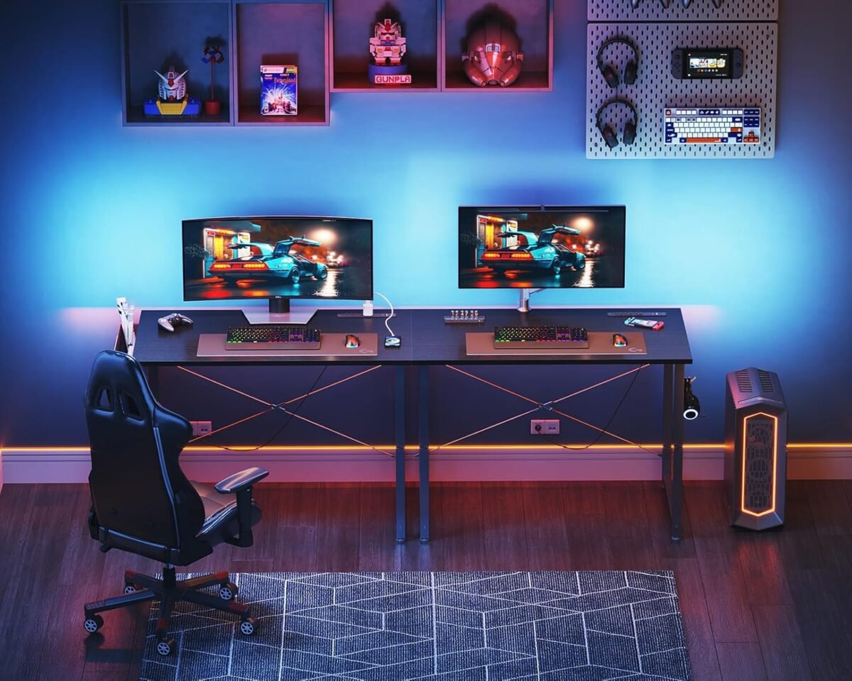 1752496328 kkl small desk with power outlets and usb port computer desk for home office gaming simple modern style writing desks with storage bag headphone hook 32 inch black.jpg