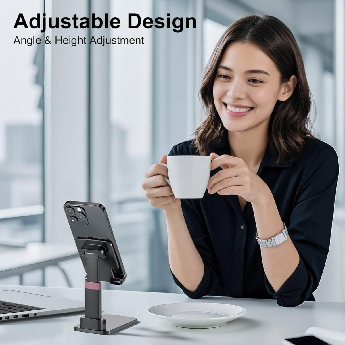 1752496347 phone stand for desk cell phone holder adjustable cellphone stand for desk height angle adjustable stands anti slip base compact design for iphone android devicesblack.jpg