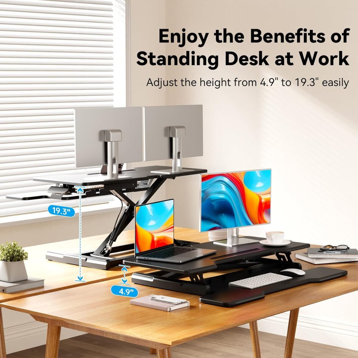 1752496708 35 standing desk converter height adjustable desktop riser with keyboard tray for two monitors sit to stand up computer workstation for home office black.jpg