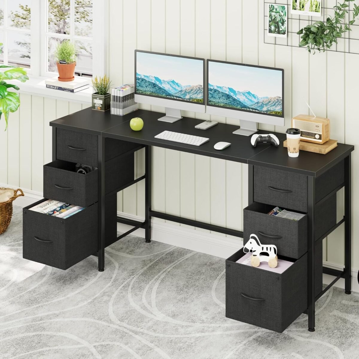 1752496826 63 office desk with 6 fabric file drawers file drawer organization computer work desk study writing table home office workstation black.jpg