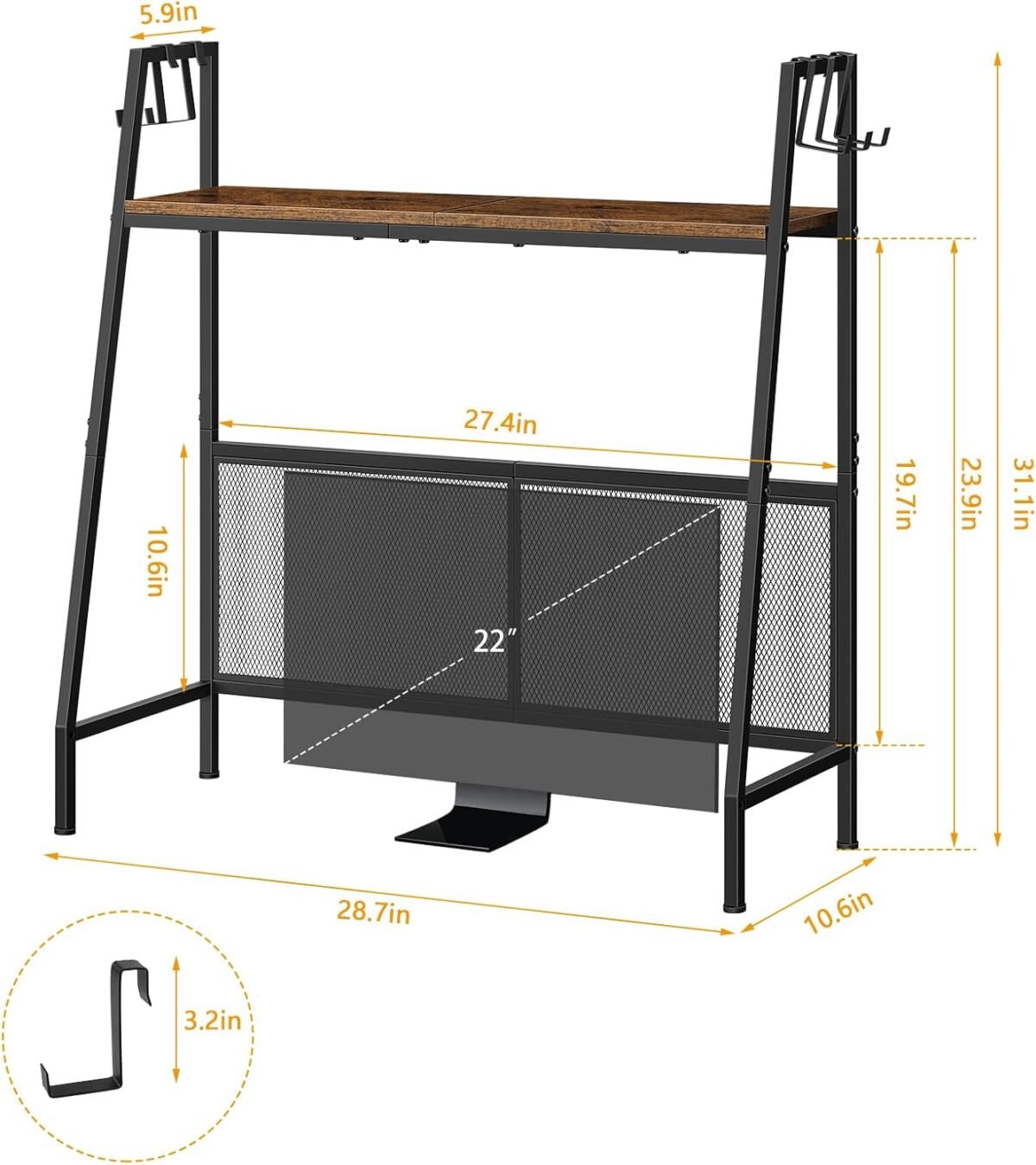 1752496947 desktop shelf organizer 2 tier desk shelf for top of desk small desktop monitor stand riser with 5 hooks for home office dorm kitchen rustic brown.jpg