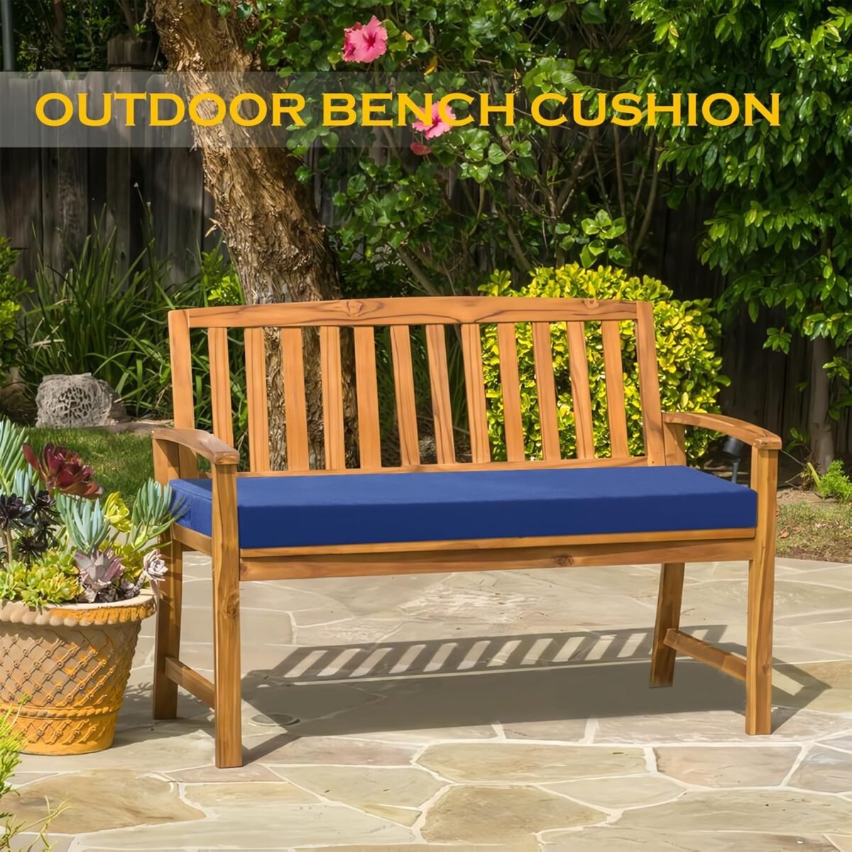 1752497080 tromlycs outdoor bench cushion for patio furniture waterproof and fade resistant seat porch swing outside pad 42 x 18 inch with ties blue.jpg