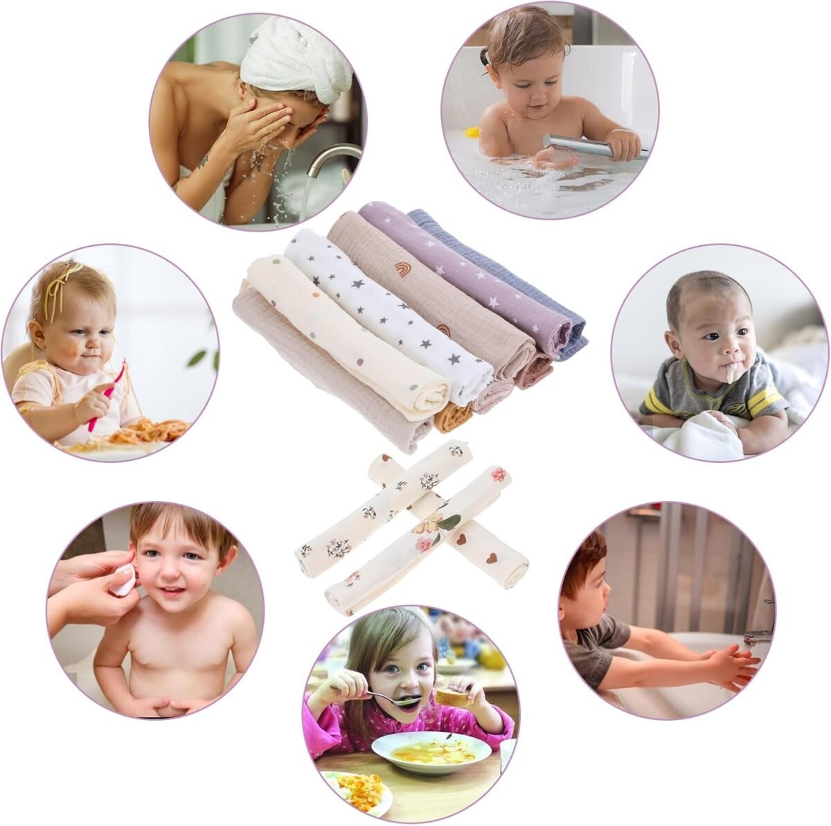 1752498754 12pcs baby muslin washcloths for unisex cotton wash cloth set for baby face body absorbent comfy soft towels set unisex face towel for newborn infants kids girls boys.jpg