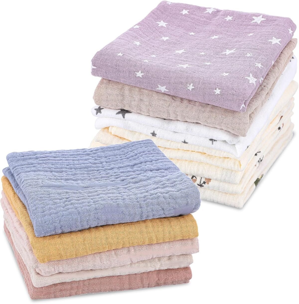 1752498756 12pcs baby muslin washcloths for unisex cotton wash cloth set for baby face body absorbent comfy soft towels set unisex face towel for newborn infants kids girls boys.jpg