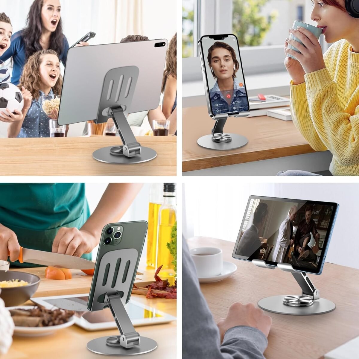 1752499185 universal metal cell phone stand multi angel adjustable 360° rotation non slip metal phone stand compatible with iphone 16 pro max and all smartphones greygrey.jpg