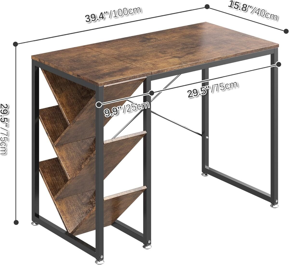 1752501262 4nm 39.4 inch small computer desk with bookshelf reversible desk with storage organizer shelves home office writing study table rustic brown.jpg