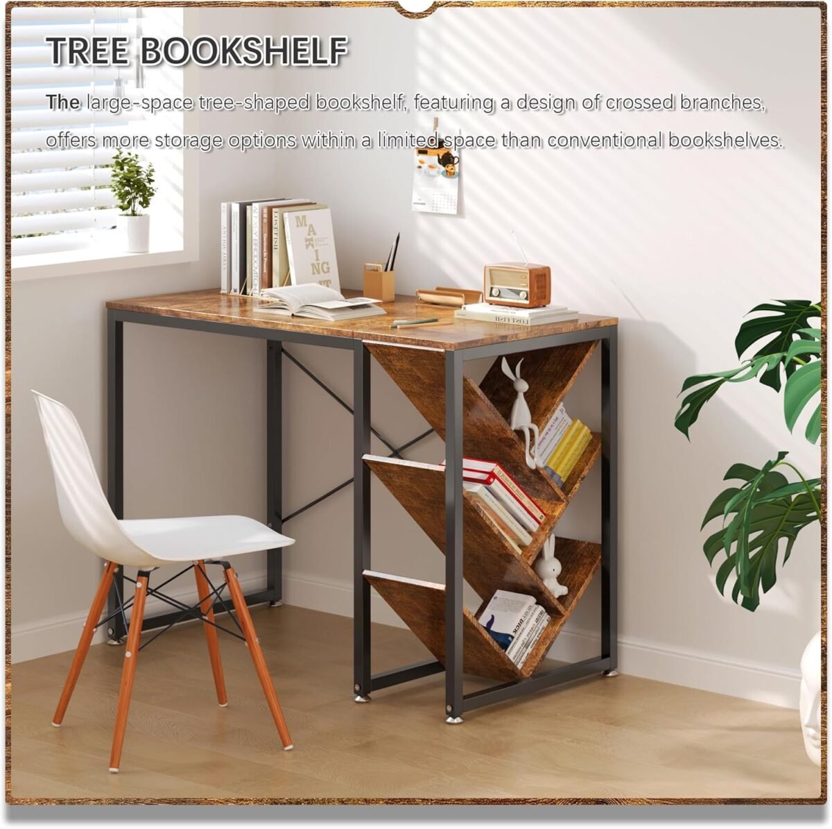 1752501264 4nm 39.4 inch small computer desk with bookshelf reversible desk with storage organizer shelves home office writing study table rustic brown.jpg