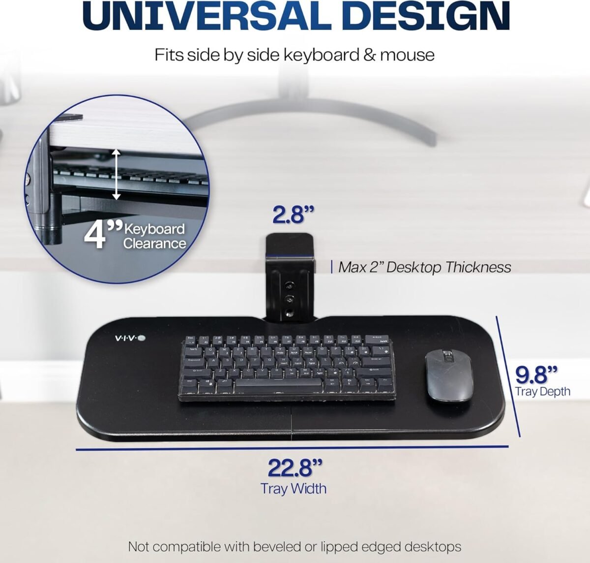 1752502611 vivo clamp on 23 x 10 inch rotating computer keyboard and mouse tray extra sturdy desk swivel clamp ergonomic typing black mount kb04cb.jpg