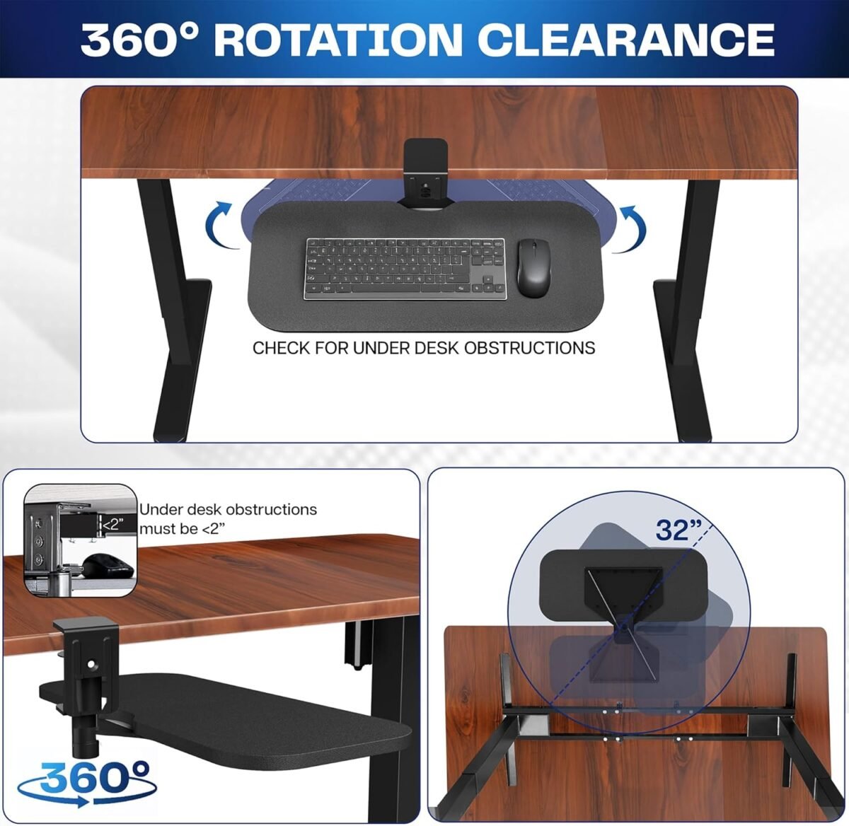 1752502614 vivo clamp on 23 x 10 inch rotating computer keyboard and mouse tray extra sturdy desk swivel clamp ergonomic typing black mount kb04cb.jpg