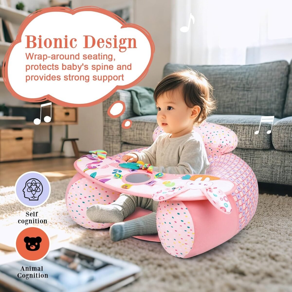 1752503714 baby donut sit me up floor seat for 3 36 months inflatable baby seat with cover activity chair for sitting up sensory tray suitable for development unicorn.jpg