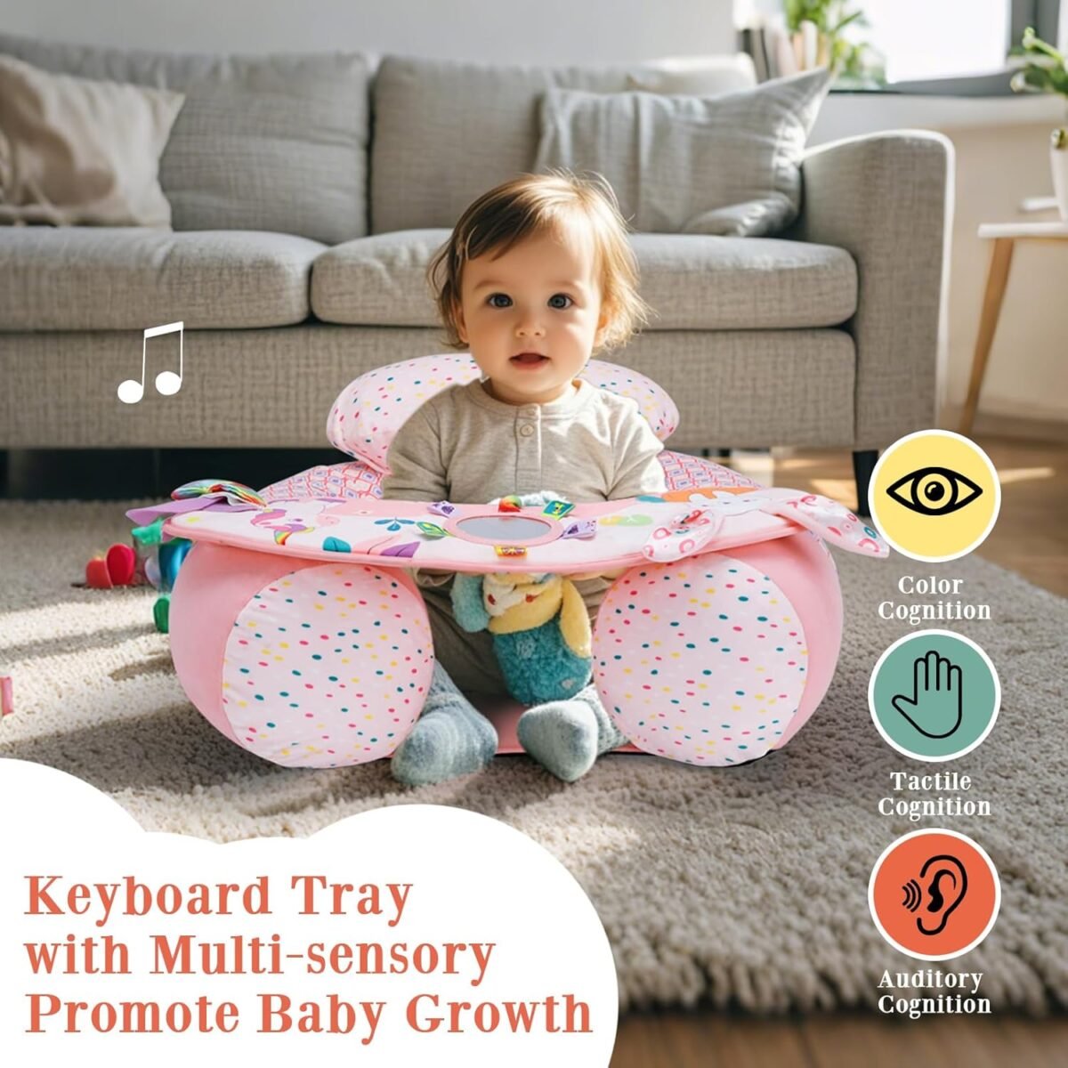 1752503715 baby donut sit me up floor seat for 3 36 months inflatable baby seat with cover activity chair for sitting up sensory tray suitable for development unicorn.jpg