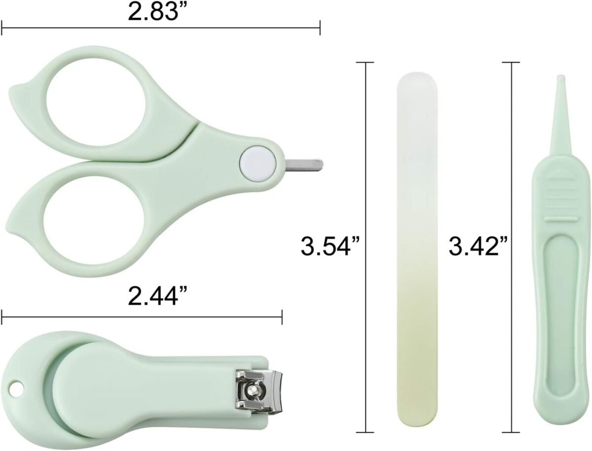 1752504312 pandaear baby nail manicure pedicure grooming care kit 4 pack clippers scissors file tweezers newborn infant toddler kids1 months plus green.jpg