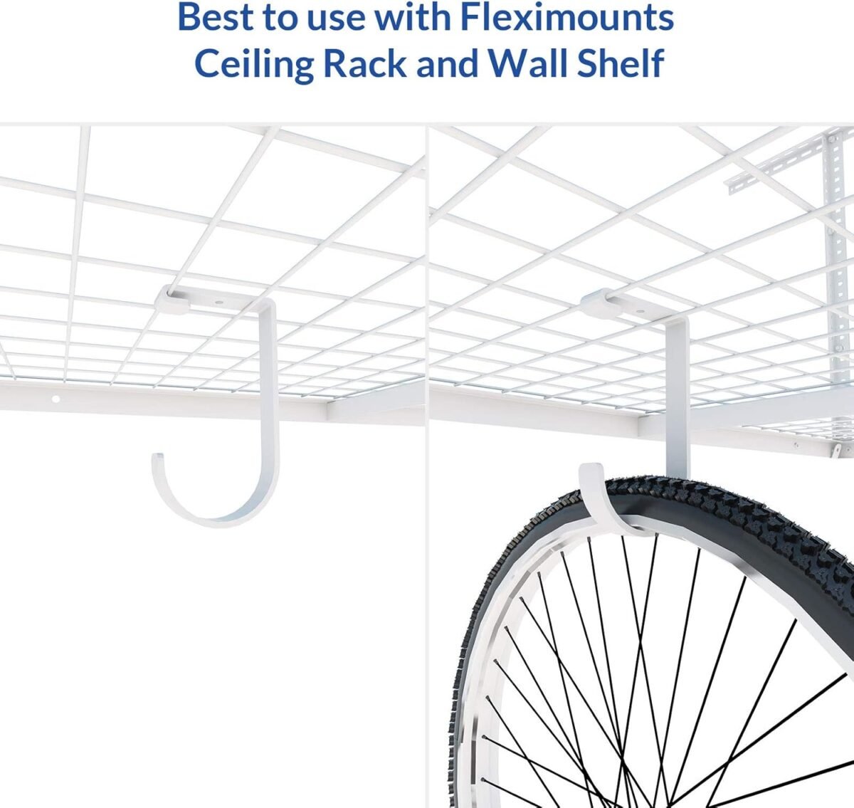 1752505312 fleximounts 4 pack add on storage flat hook accessory for garage ceiling rack and wall shelving max weight capacity up to 50lbs white.jpg