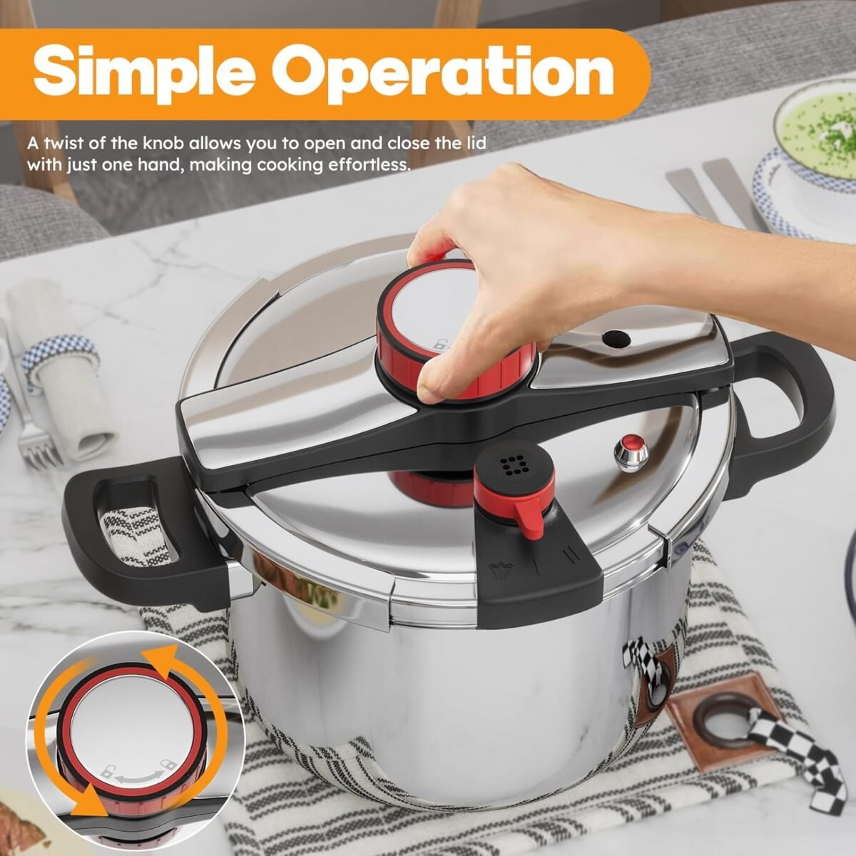 1752508792 breerainz 8.45qt 304 stainless steel pressure cooker 3 stage psi settings one hand lockingexplosion proof pot wextra glass lid timer steaming rackinduction compatible.jpg