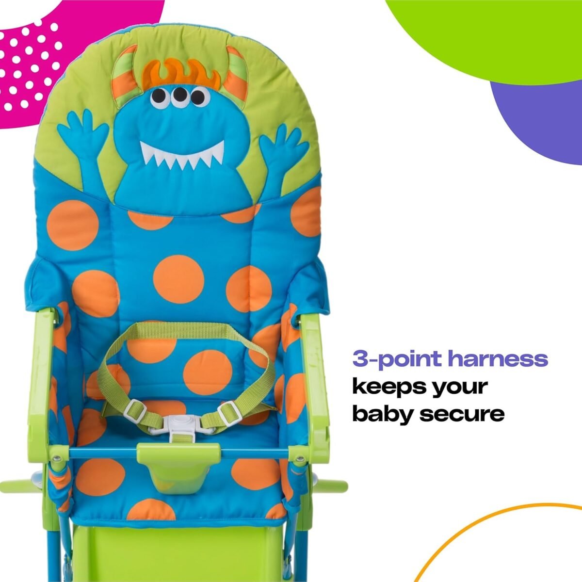 1752514206 cosco kids simple fold folding high chair for babies and toddlers from 6 months to 50 lbs simple fold deluxe with 3 position tray portable high chair monster syd.jpg
