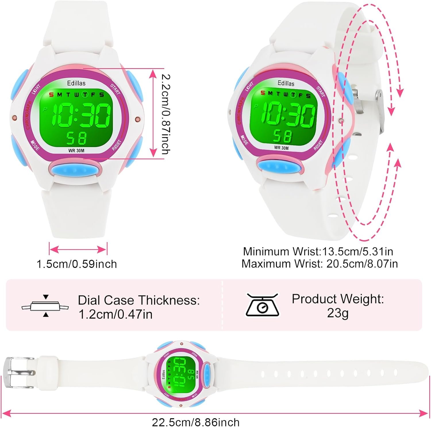 1752525948 edillas kids watches digital girls boys 7 colors waterproof wristwatches for child sport outdoor multifunctional with stopwatchalarm watch for kids ages 4 12.jpg