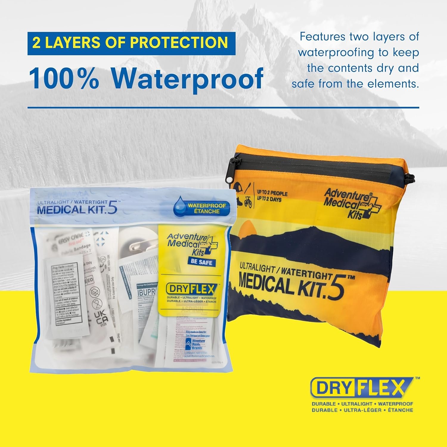 1752526573 adventure medical kit ultralightwatertight medical kit .5 up to 2 people up to 2 days includes bandages blister essentials more perfect for hiking biking climbing.jpg