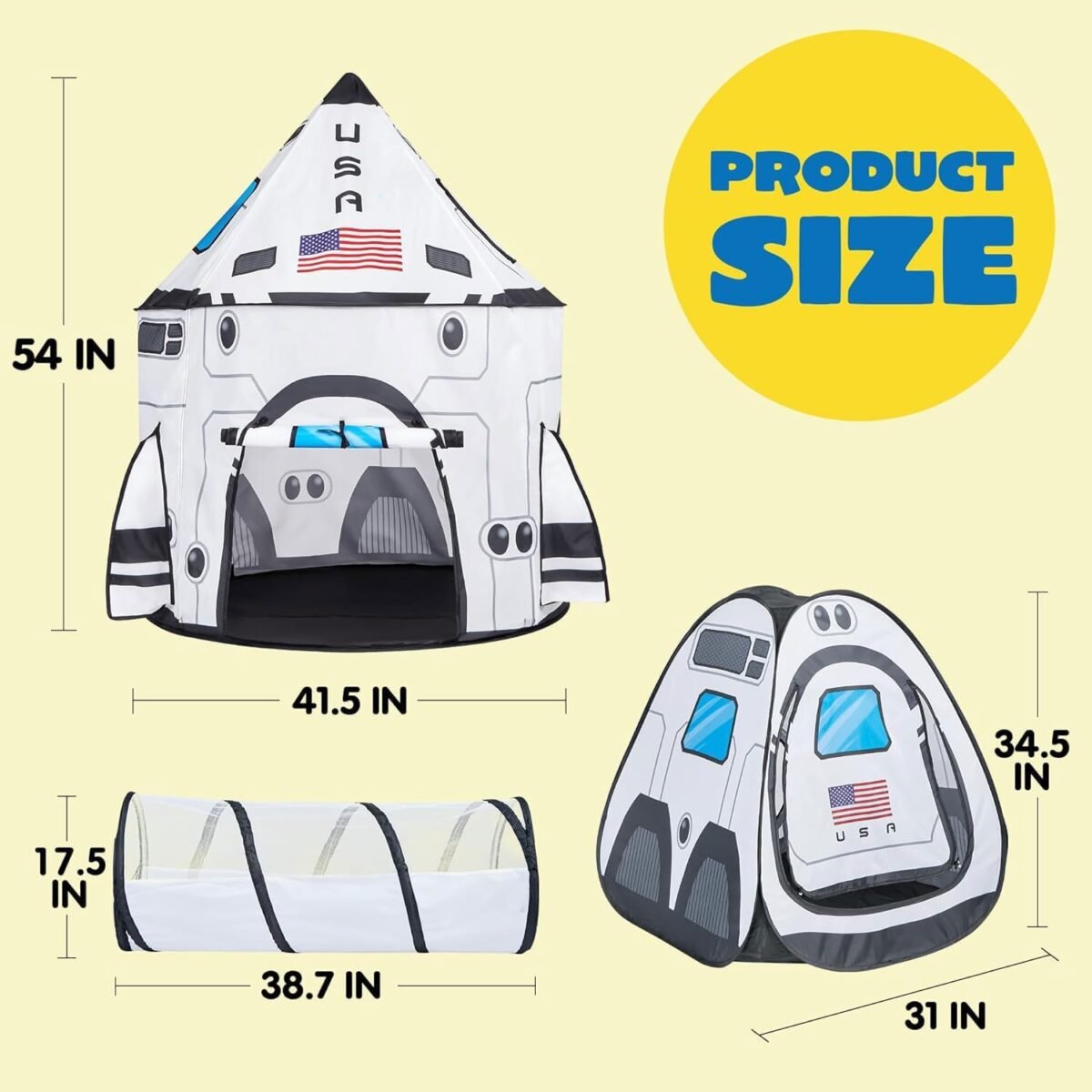 1752599626 joyin white rocket ship pop up play tent with tunnel and playhouse kids indoor outdoor spaceship tent set.jpg