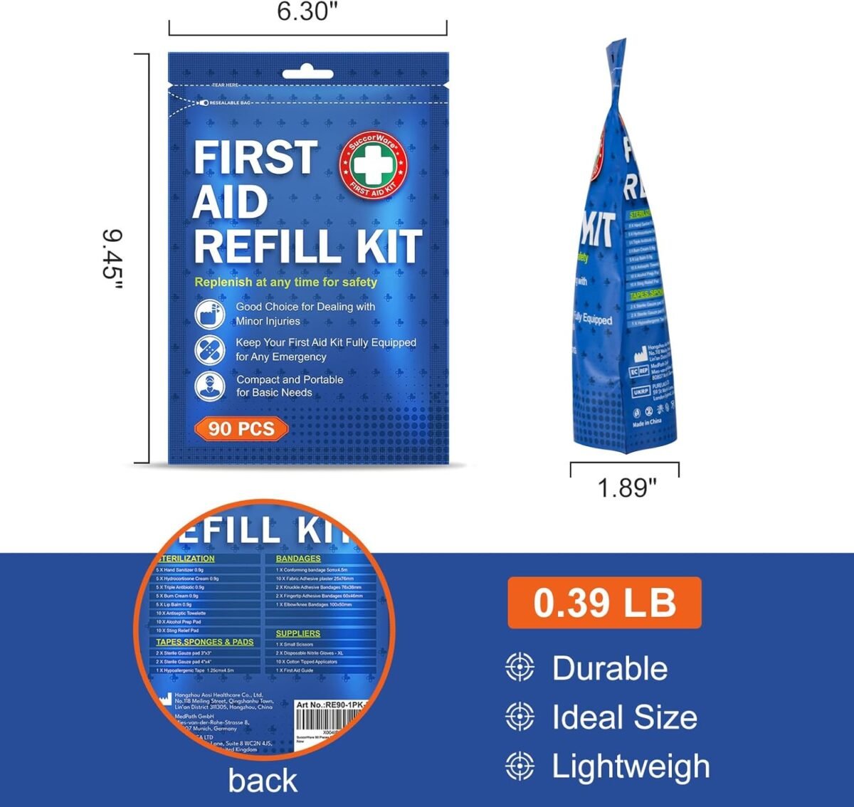 1752606600 90 pieces first aid refill kit wound care kit includes bandages for home travel hiking portable replacement kit for first aid medical supplies（1 set）.jpg