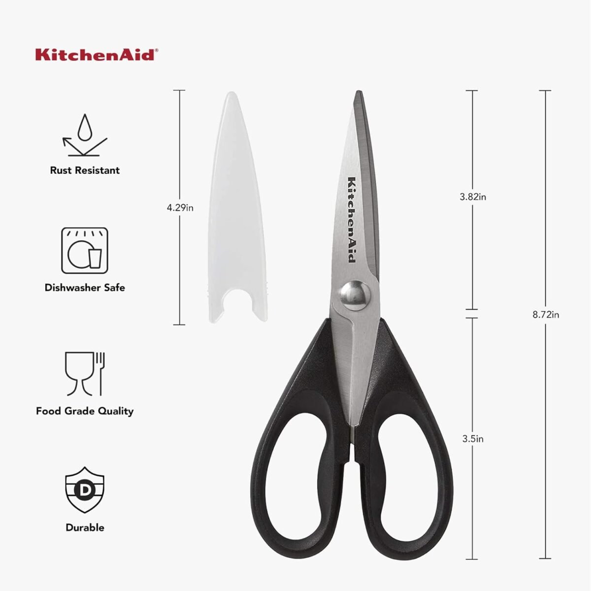 1752606611 kitchenaid all purpose kitchen shears with protective sheath durable stainless steel scissors dishwasher safe soft grip comfort handle 8.72 inch black.jpg