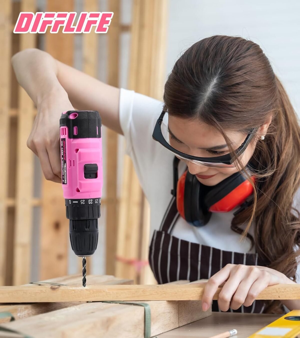 1752608558 147 piece pink power drill drivers tool set with 12v cordless drill professional household home tools kit set diy pink electric drill cordless hand tool box for women.jpg