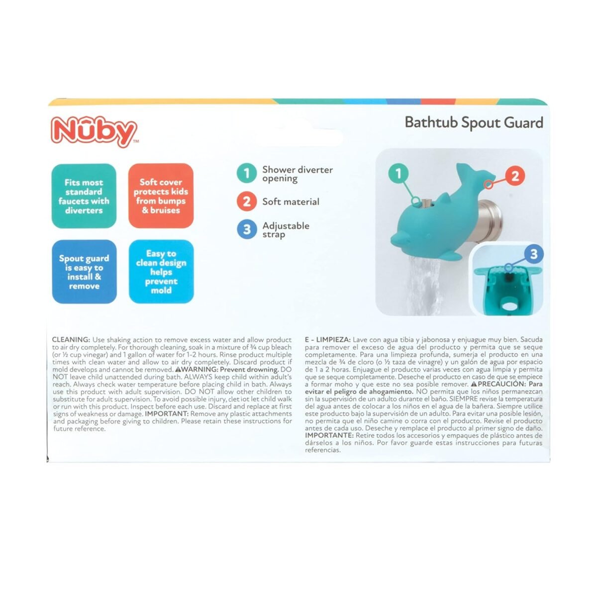 1752623056 nuby bathtub safety spout guard compatible with most standard faucets bath toys dolphin.jpg