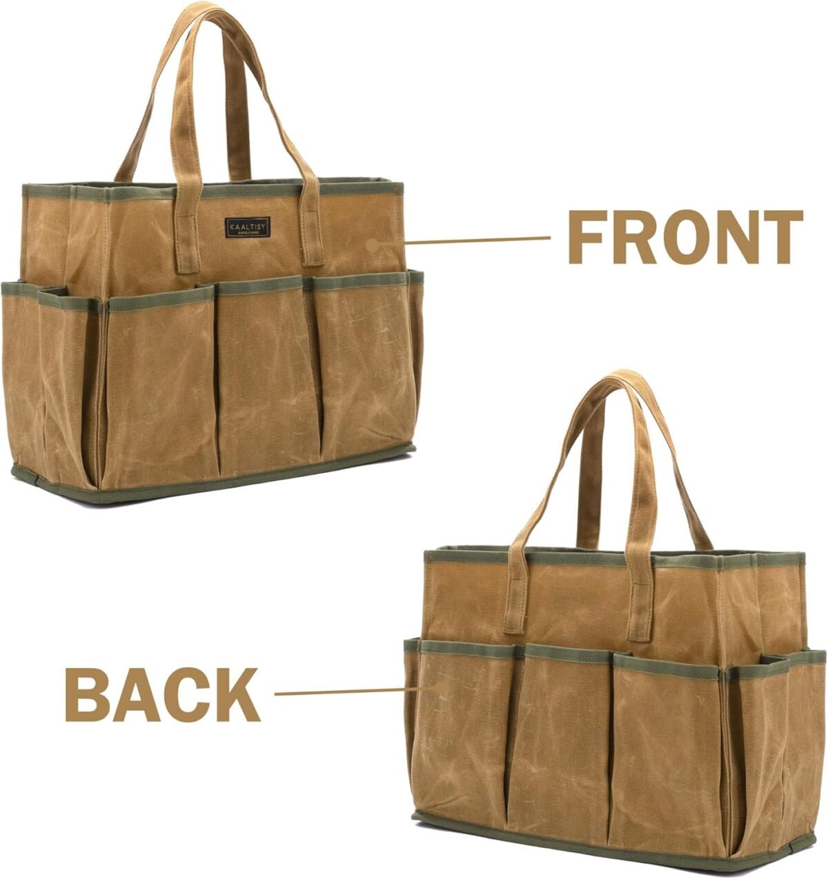 1752649738 16oz waxed canvas tool tote bag large capacity tool storage tote with 10 external pockets multi purpose garden tool carrier for gardening wrench and carpentry tools – khaki.jpg