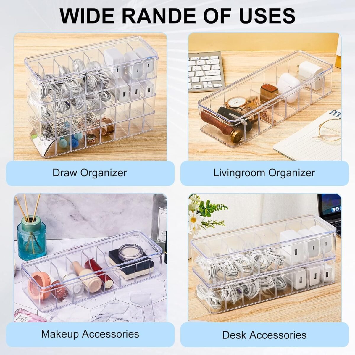 1752662221 tatuo 4 pcs cable organizer with 40 wire ties clear plastic cord charger storage box with clear lid for home office desk organization and accessories.jpg