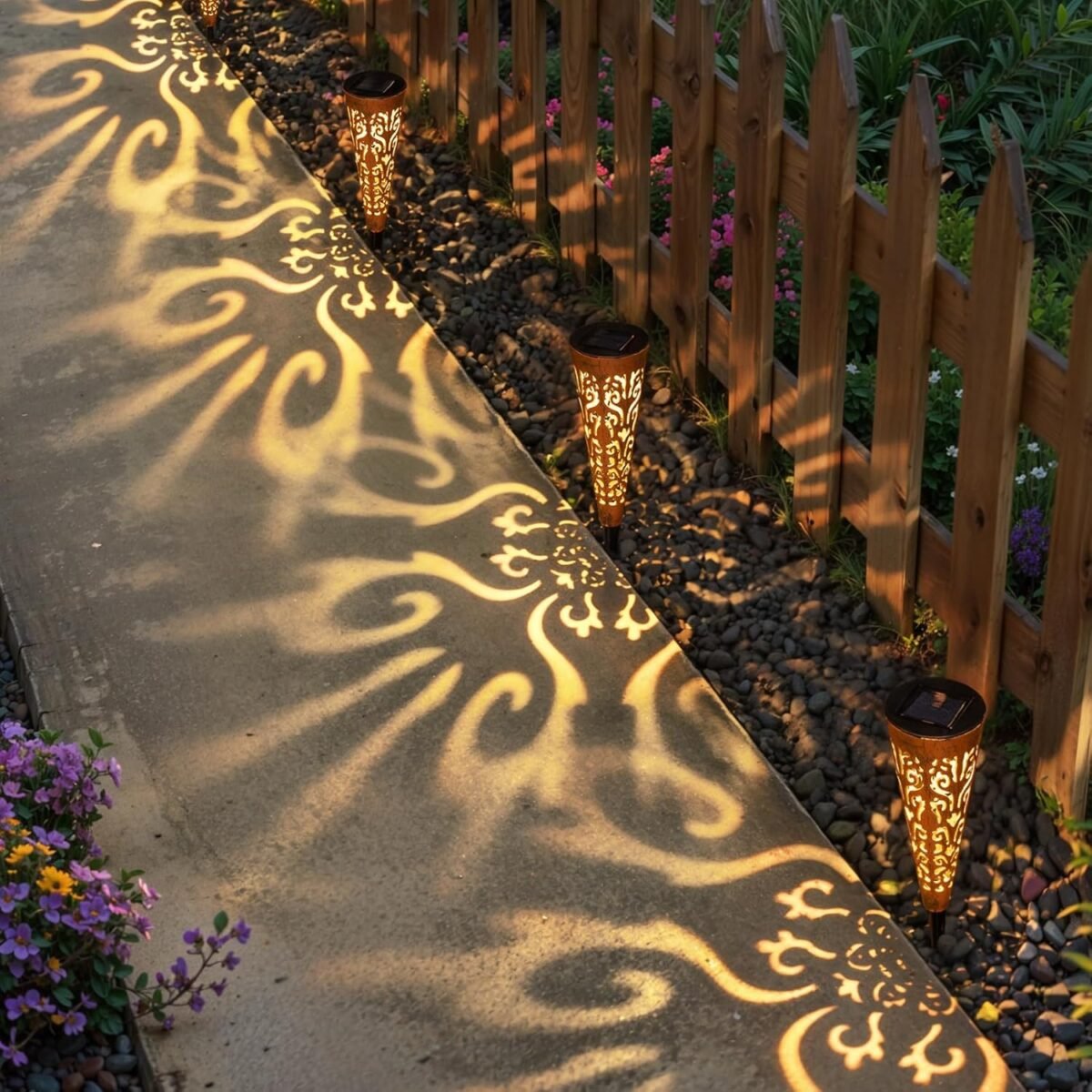 Go2garden 6Pcs Garden Solar Lights Outdoor Stakes Decorative Lighting for Yard, Pathway, Patio Decor Lawn Ornament (Red Copper) - Image 4