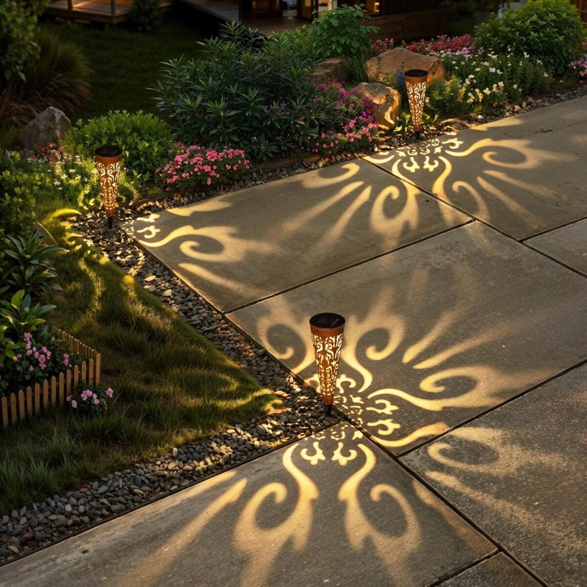 Go2garden 6Pcs Garden Solar Lights Outdoor Stakes Decorative Lighting for Yard, Pathway, Patio Decor Lawn Ornament (Red Copper) - Image 5