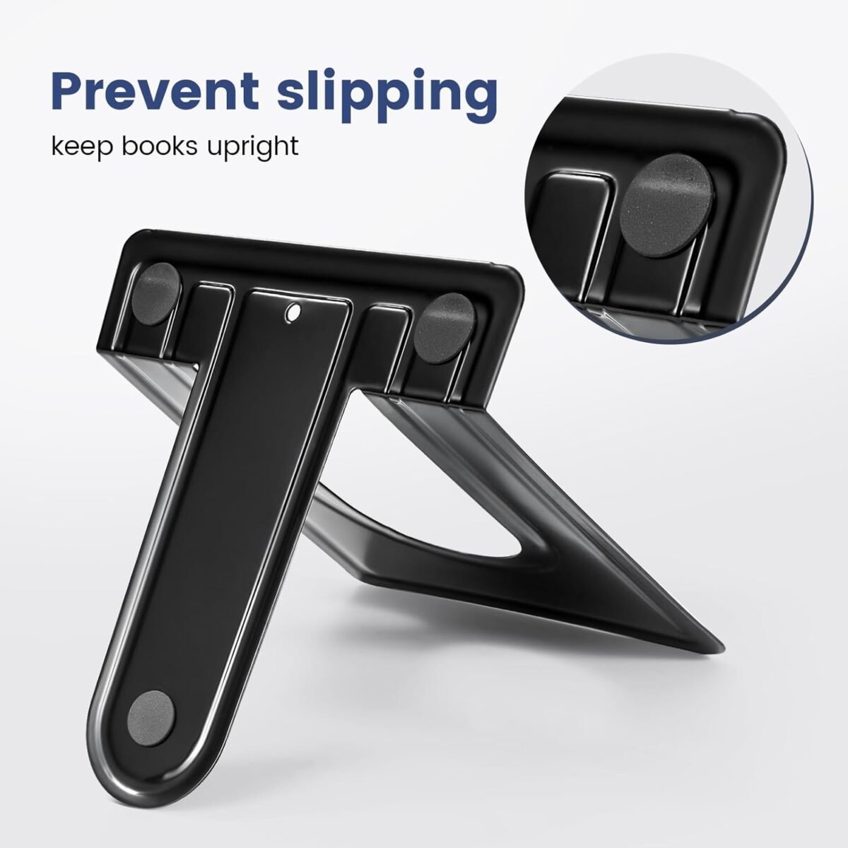 HappyHapi Book Ends, Metal Bookends for Shelves, Non-Skid Book End to Hold Books, Black Book Stopper/Holder for Office Home Kitchen, 5.7X 4.9 X 6.5 in, 3 Pair(6 Pcs, Large) - Image 5