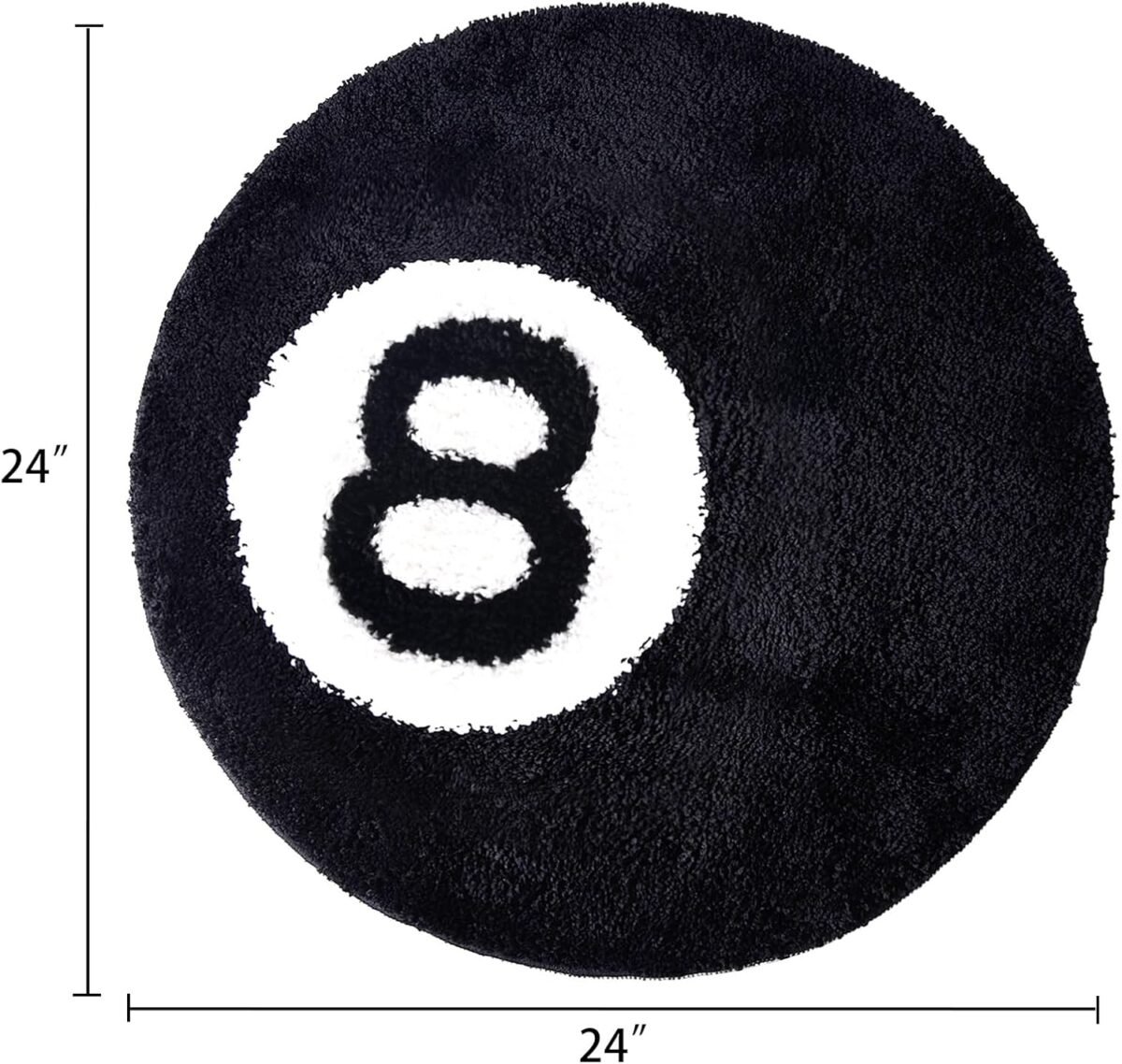 8 Ball Rug - 24 inch Black Round Carpet Billiard Pool 8 Ball Carpet, Non-Slip Flocking Floor Bath Mat for Living Room Decor, Alt Room Decor Soft Y2K Rug Hypebeast Doormat for Bedroom - Image 4